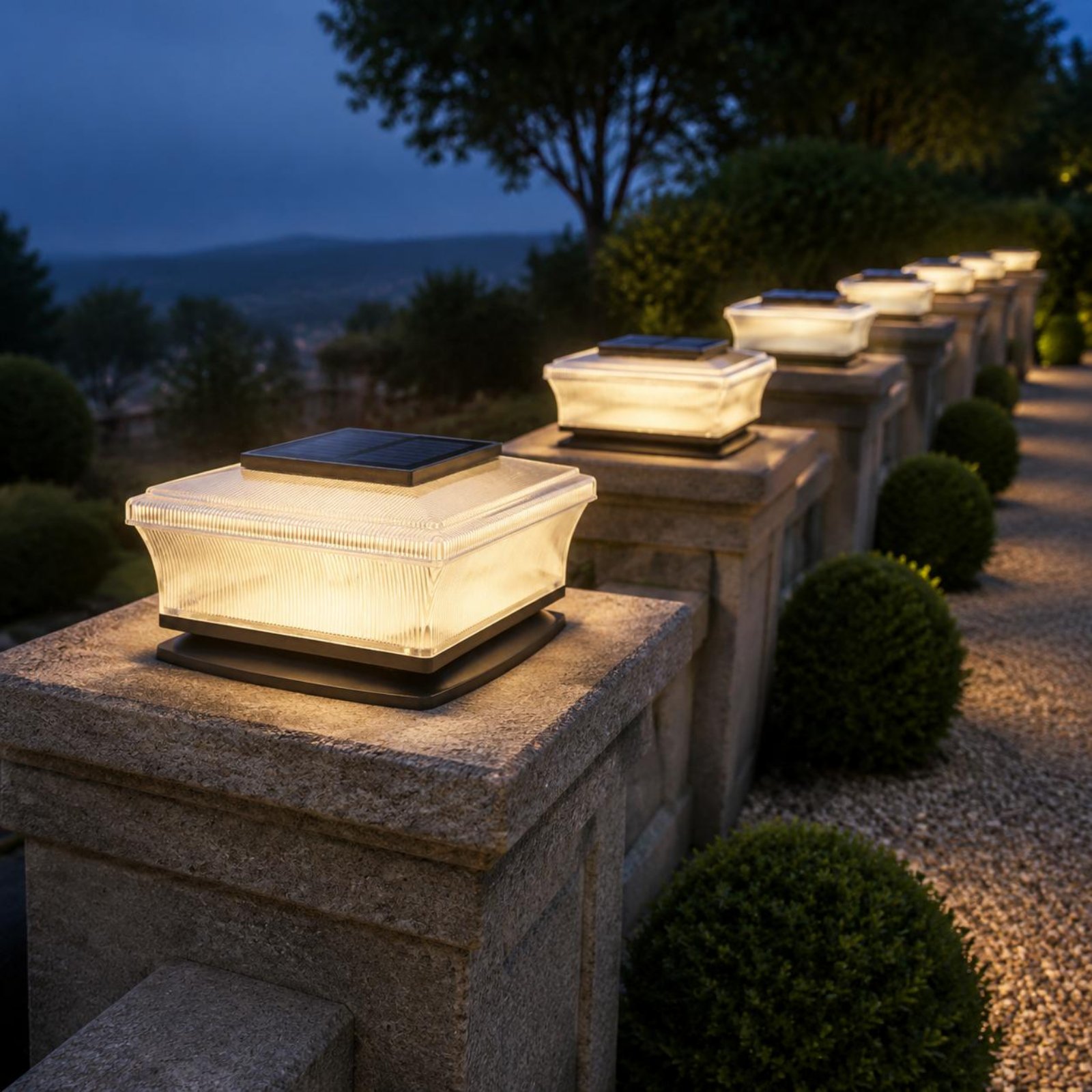 Solar Garden Light - Bezprzewodowa kwadratowa lampa solarna na słupek,