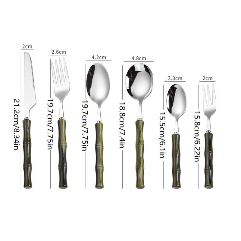Bamboo Cutlery - Sztućce z bambusową rączką, akrylowe, ze