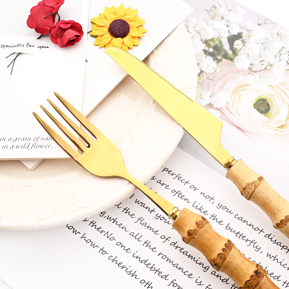 Drmfiy złoty widelec obiadowy  – Bamboo Cutlery recenzja i cena