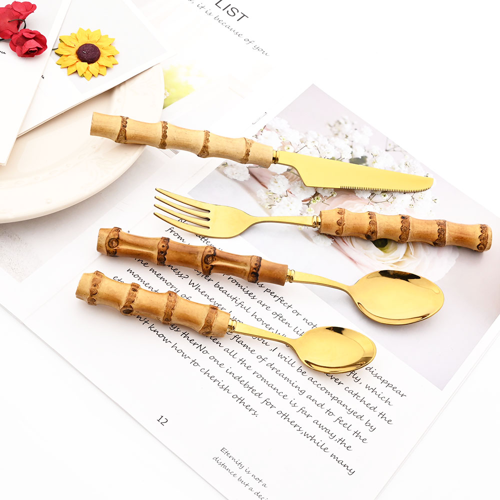 Drmfiy złoty widelec obiadowy  – Bamboo Cutlery recenzja i cena