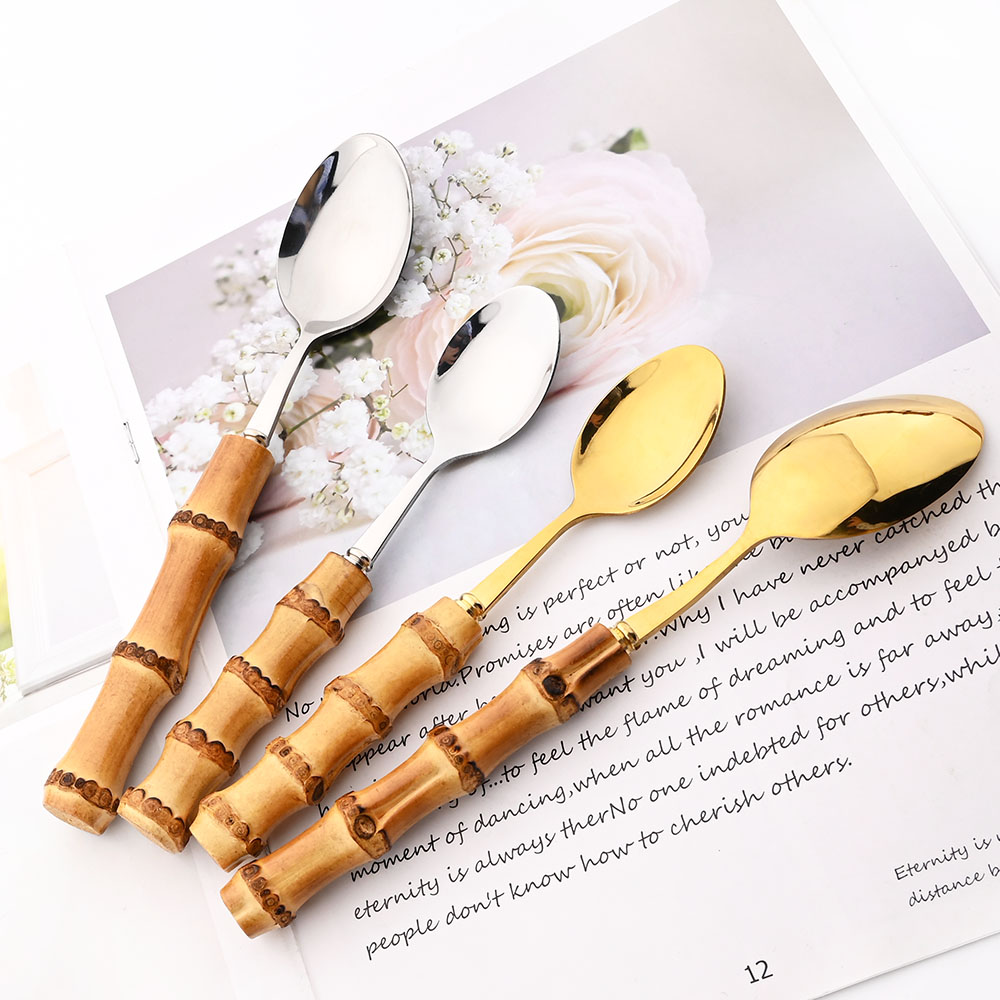 6-częściowy złoty naturalny ba – Bamboo Cutlery recenzja i cena