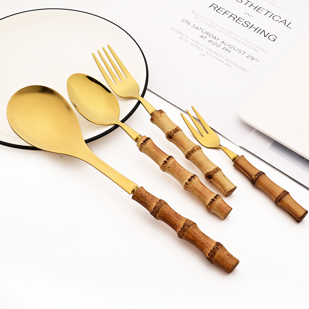 6-częściowy złoty naturalny ba – Bamboo Cutlery recenzja i cena